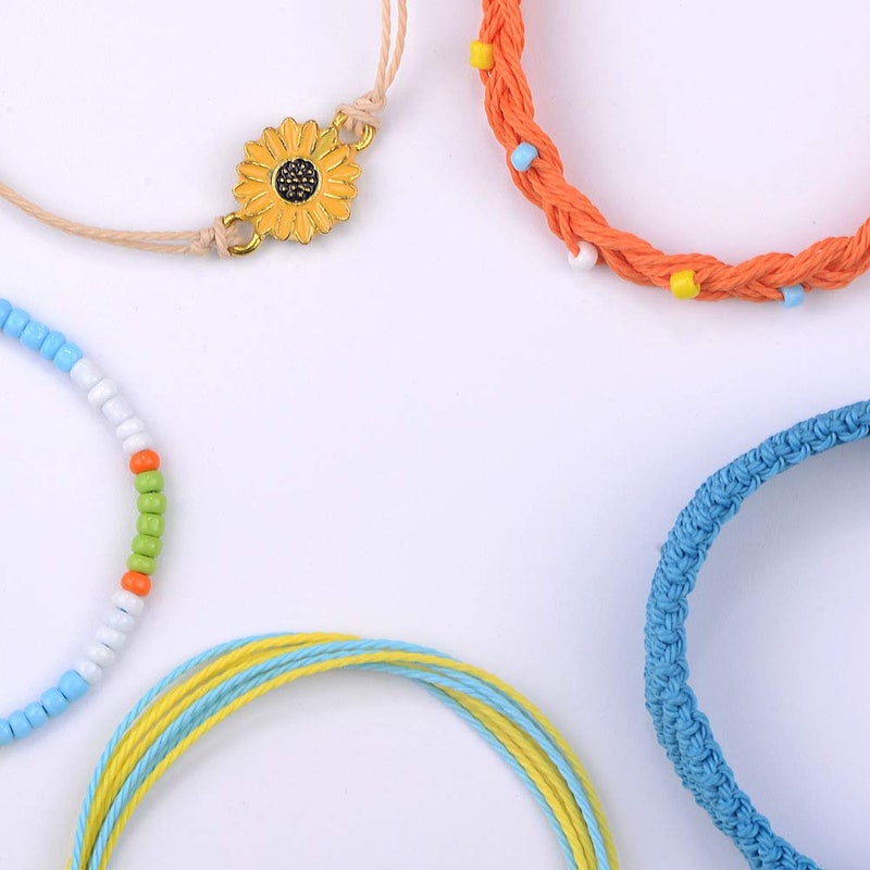 SUNSH 5PCS Boho Woven Sunflower Bracelets for Women Couples Gifts Charm Bracelet Beach Surf Braided Adjustable Strings Boyfriend Girlfriend Mother Daughter Friendship Galentines Gifts Valentines Day Gift for Her - Image 4